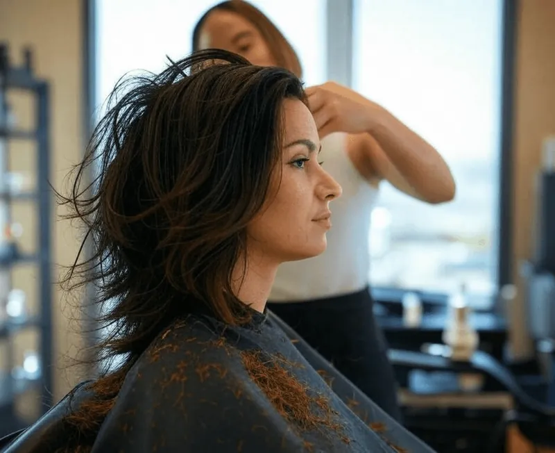 A precision haircut in progress