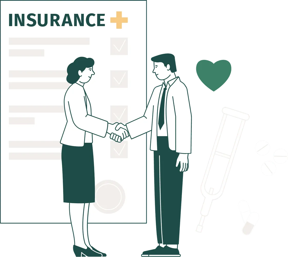 An illustrated agent shaking hands with a client
