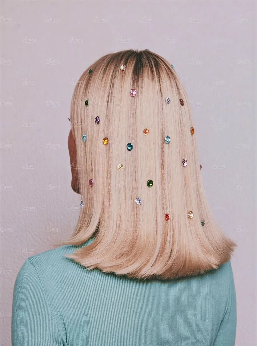 Pastel hair decorated with jewels