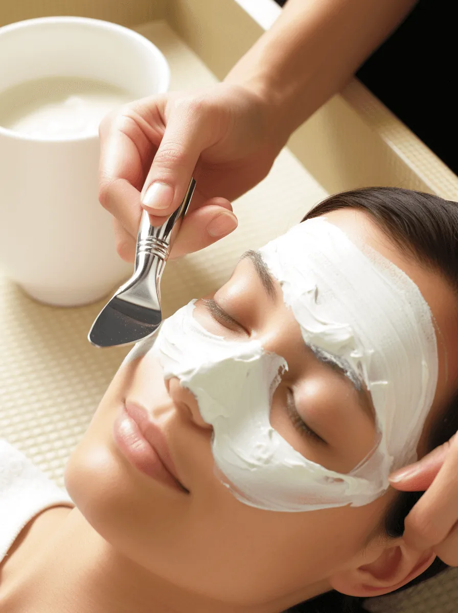 A treatment mask applied with a brush