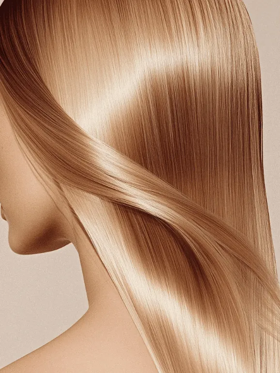 Smooth glossy blonde hair