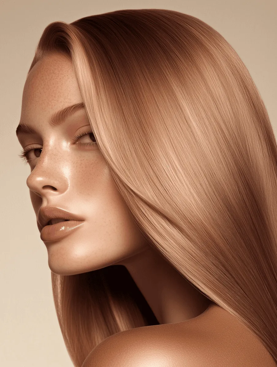 Long straight caramel hair after a precision cut
