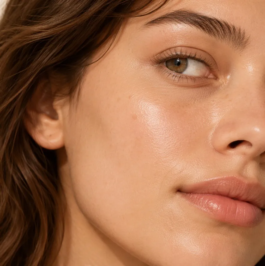 Skin after the illustrative glow comparison