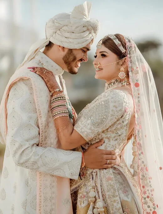 Yash and Dipika forehead to forehead on their wedding day