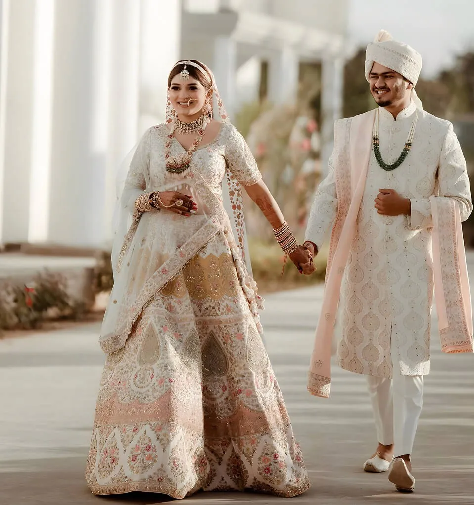 Yash and Dipika hand in hand on their wedding day