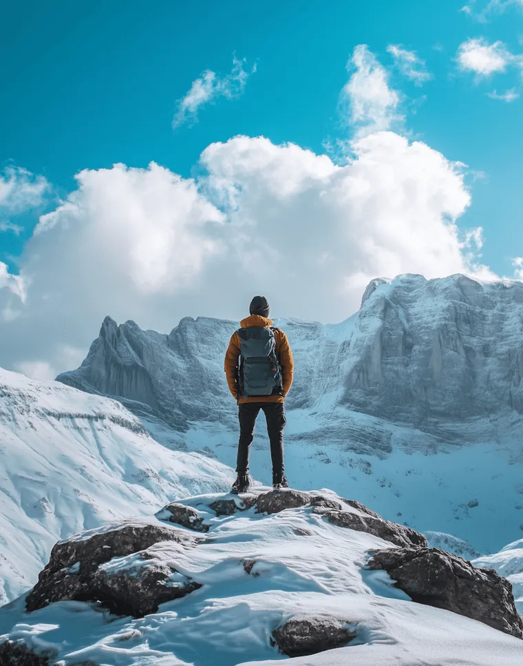 A climber standing on a glacier