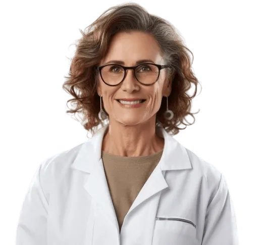 A smiling doctor with glasses